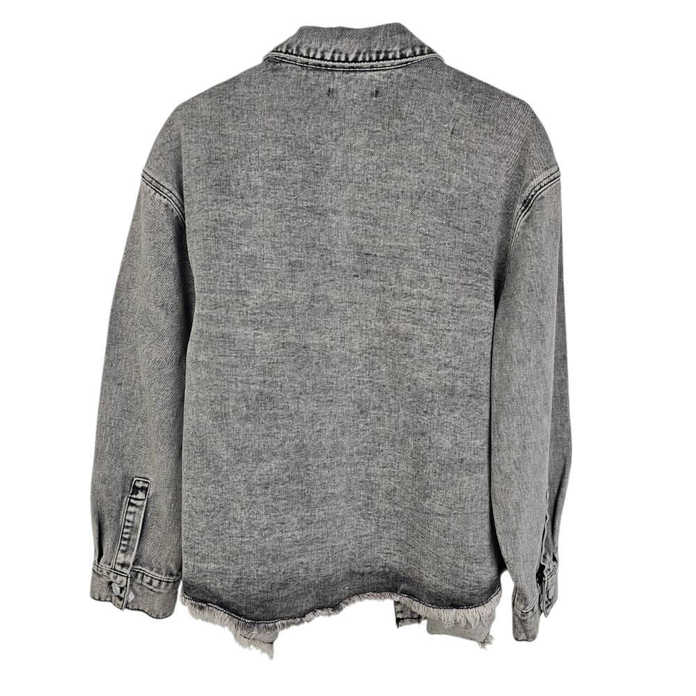 Sincerely Jules Washed Out Black Denim Shirt Shacket - Picture 2 of 8